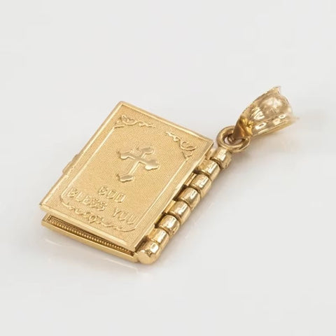 Religion Women Necklace Gold Color Openable Holy Bible Book Pendant Necklaces Christian Judaism Catholicism Orthodox Jewelry - Memorialine