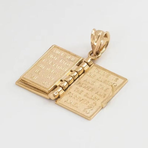 Religion Women Necklace Gold Color Openable Holy Bible Book Pendant Necklaces Christian Judaism Catholicism Orthodox Jewelry - Memorialine