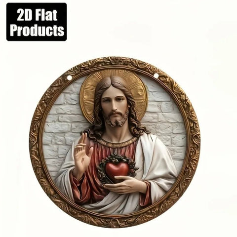 Sacred Heart of Jesus Metal Wall Plaque 6X6 Religious Home Office Decor - Memorialine
