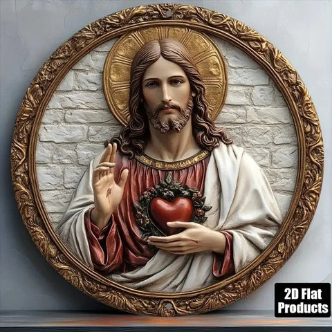Sacred Heart of Jesus Metal Wall Plaque 6X6 Religious Home Office Decor - Memorialine