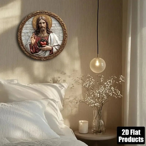 Sacred Heart of Jesus Metal Wall Plaque 6X6 Religious Home Office Decor - Memorialine
