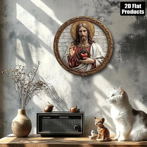 Sacred Heart of Jesus Metal Wall Plaque 6X6 Religious Home Office Decor - Memorialine