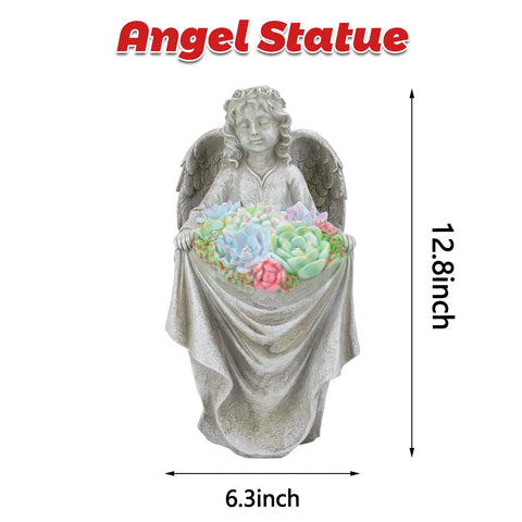 Solar Garden Angel Statue with LED Lights – Memorialine