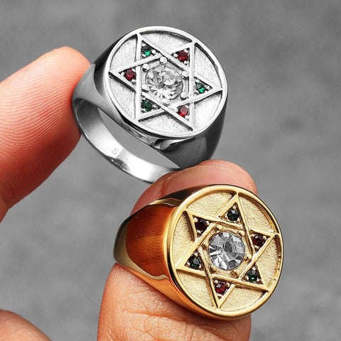 Solomon Star of David Men Rings Stainless Steel Women Jewelry Punk New in Rock Cool Stuff Fashion Accessories Gift Wholesale - Memorialine