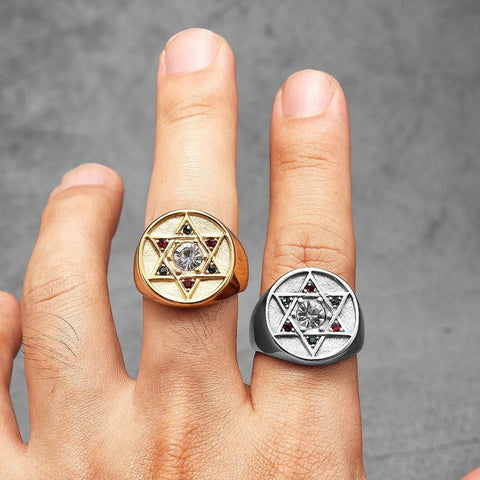 Solomon Star of David Men Rings Stainless Steel Women Jewelry Punk New in Rock Cool Stuff Fashion Accessories Gift Wholesale - Memorialine