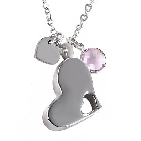 Stainless Steel Heart Cremation Urn Necklace Ash Jewelry Memorial Keepsake Pendant Necklace - Memorialine