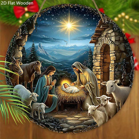 Vertical Nativity Scene Wooden Sign | Traditional Christmas Decor - Memorialine