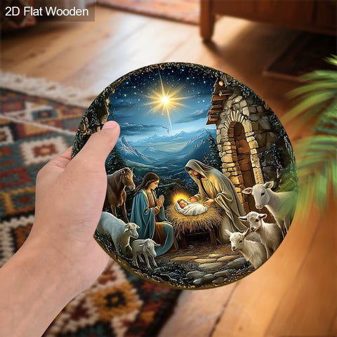 Vertical Nativity Scene Wooden Sign | Traditional Christmas Decor - Memorialine