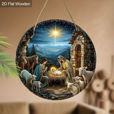 Vertical Nativity Scene Wooden Sign | Traditional Christmas Decor - Memorialine