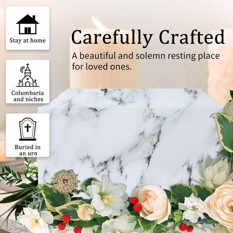 White Marble Cremation Urn - Memorialine